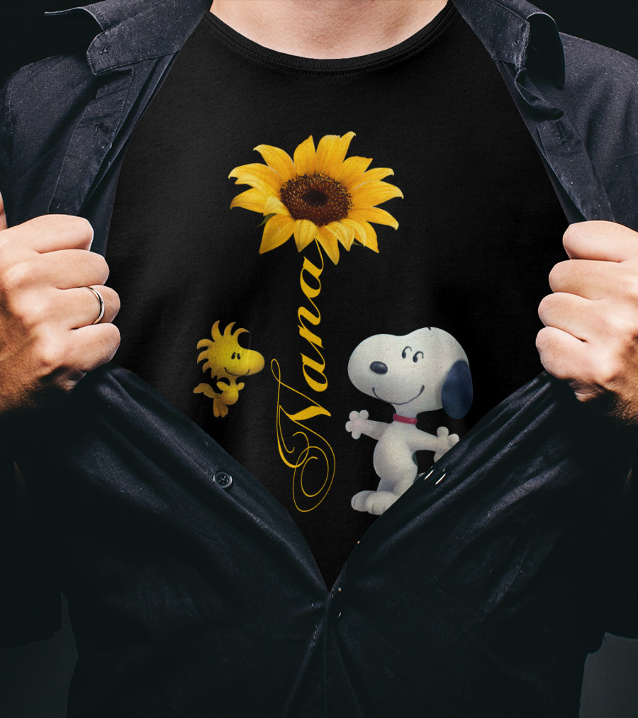 Nana Sunflower With Snoopy And Woodstock Peanuts T-Shirt