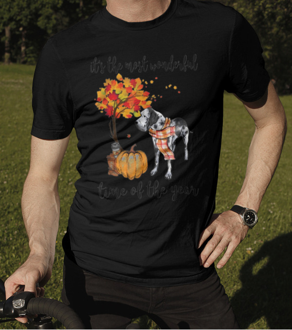 It's The Most Wonderful Time Of The Year Great Dane Autumn Pumpkin T-Shirt