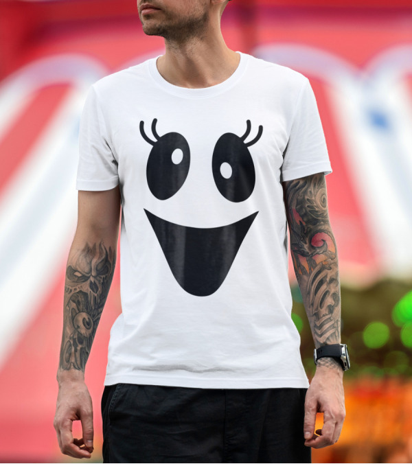 Premium T-Shirt: Cute Female Ghost Face with Smiling Expression for Halloween T-Shirt Cute Female Ghost Face with Smiling Expression for Halloween T-Shirt