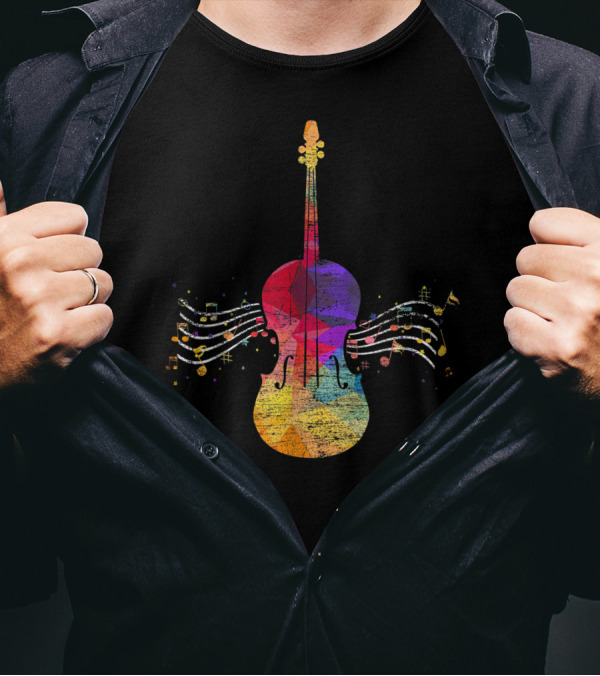 Violinist String Instrument Cello With Musical Notes T-Shirt