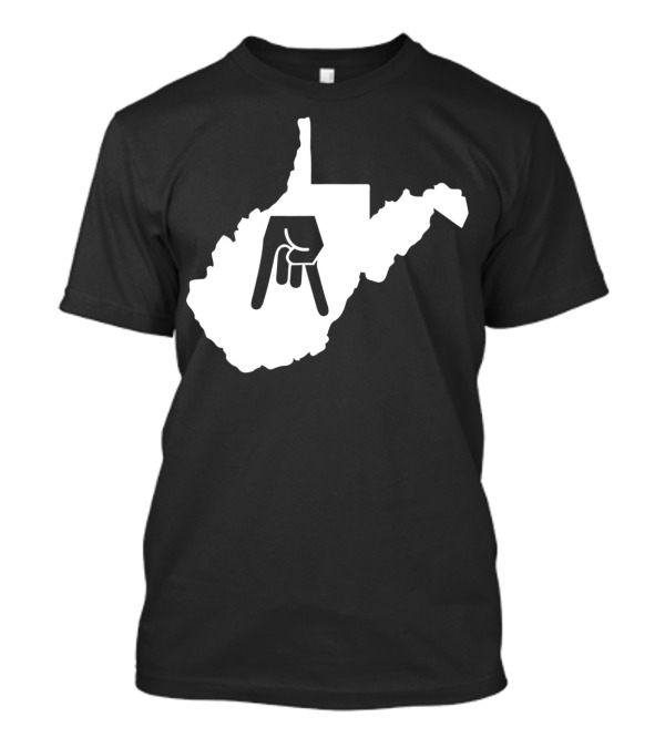 Horns Down State Of West Virginia Hand Gesture Outline T-Shirt