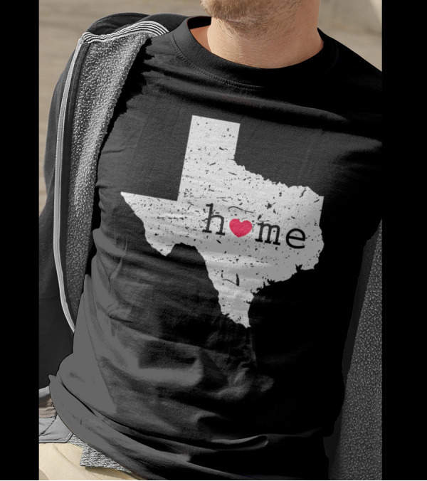 Home Texas Distressed State Map With Heart T-Shirt