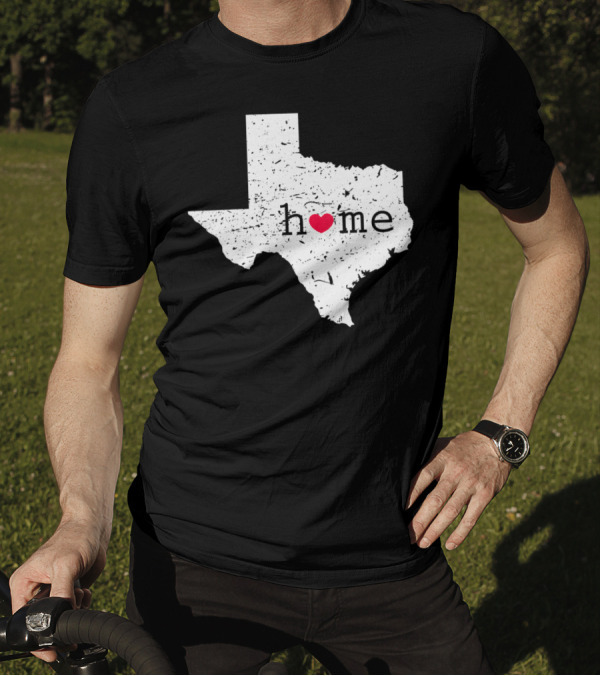 Home Texas Distressed State Map With Heart T-Shirt