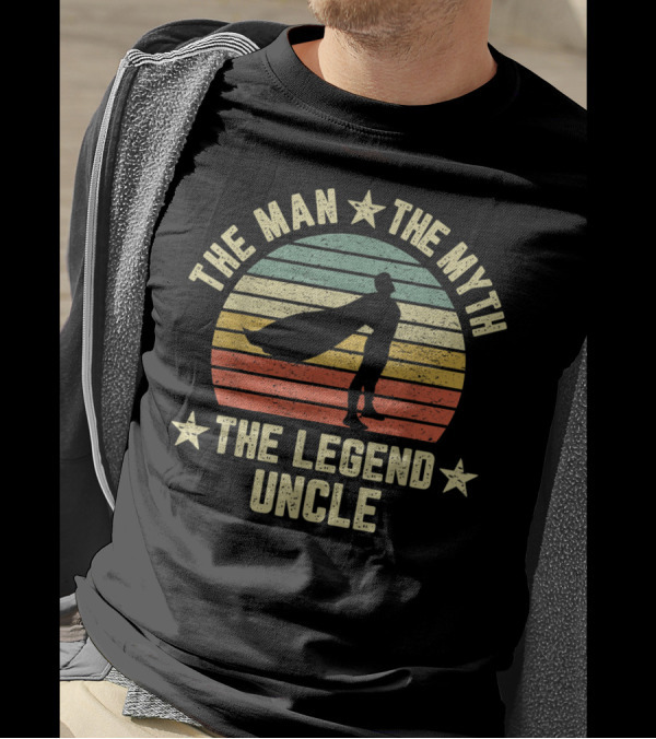 The Man The Myth The Legend Uncle Retro Silhouette With Cape T-Shirt