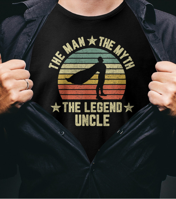The Man The Myth The Legend Uncle Retro Silhouette With Cape T-Shirt