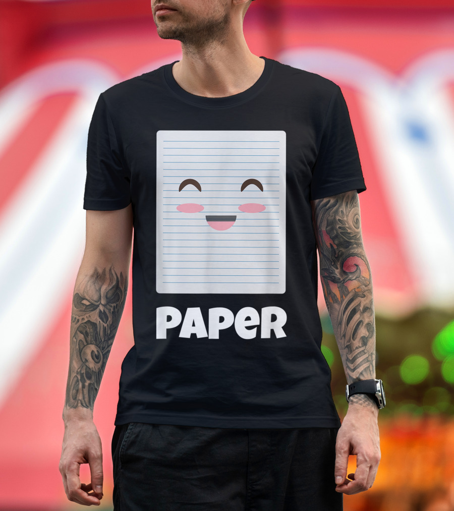 Rock Paper Scissors Funny Halloween Paper Face Costume T-Shirt
