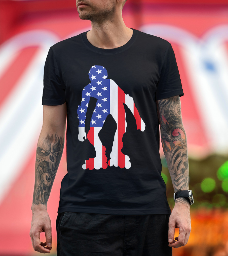 Roller Skating American Flag Inside Me Usa T-Shirt