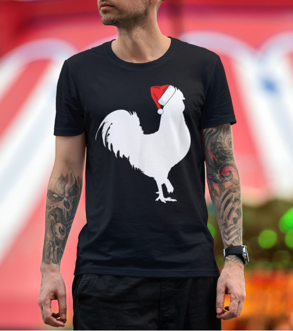 Premium T-Shirt: Rooster Santa Hat Merry Christmas T-Shirt Rooster Santa Hat Merry Christmas T-Shirt