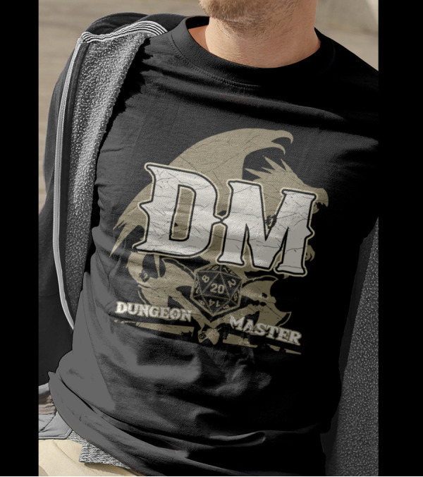 DM Dungeon Master Dragons D20 Dice Tabletop Gaming RPG T-Shirt