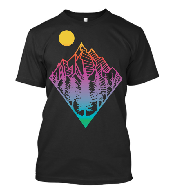 Minimal Mountains Vibrant Geometric Nature Scene T-Shirt