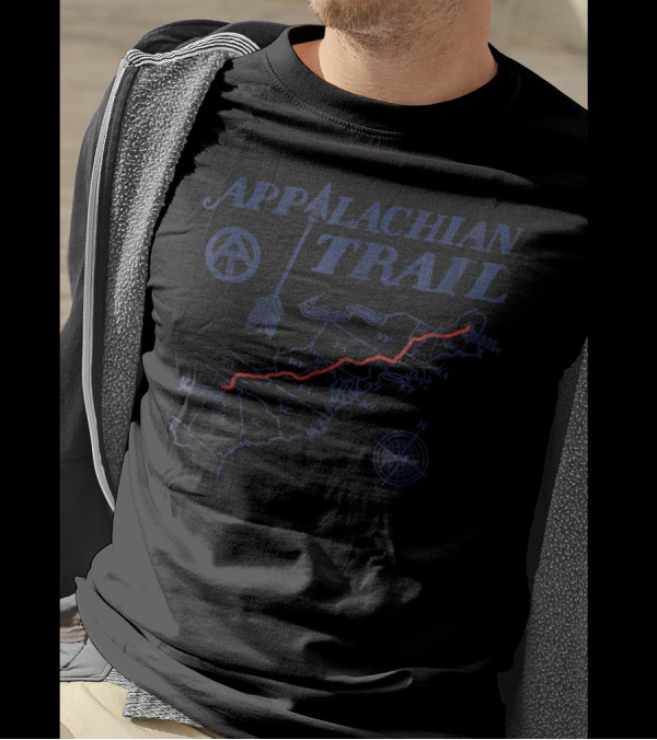 Appalachian Trail Map Arrow With Red Route And Compass T-Shirt