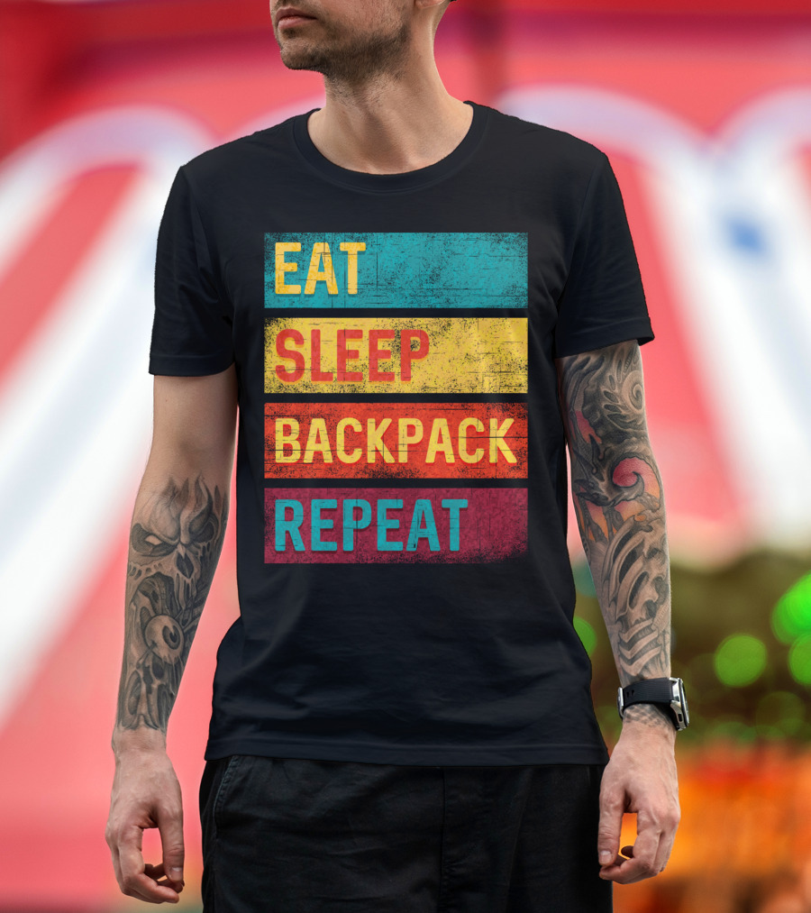 Eat Sleep Backpack Repeat Hiking Adventure T-Shirt