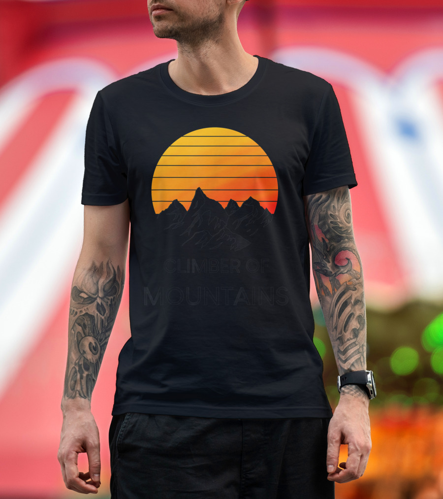 Climber Of Mountains Sunset Silhouette Adventure T-Shirt