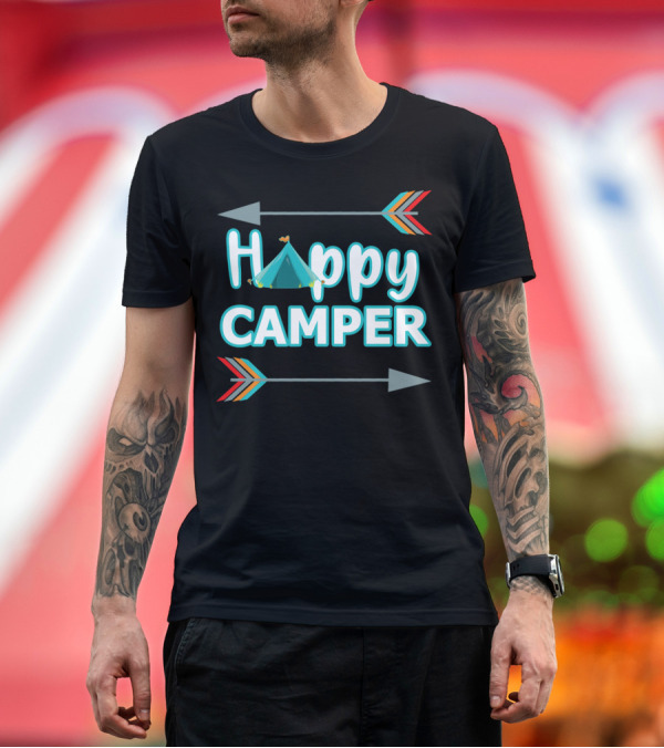 Premium T-Shirt: Happy Camper Cute Camping Hiking Road Trip Tent Camper T-Shirt Happy Camper Cute Camping Hiking Road Trip Tent Camper T-Shirt