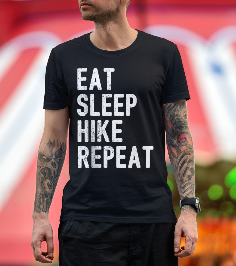 Eat Sleep Hike Repeat Introvert Hiking Hobby Trekking Hiker T-Shirt