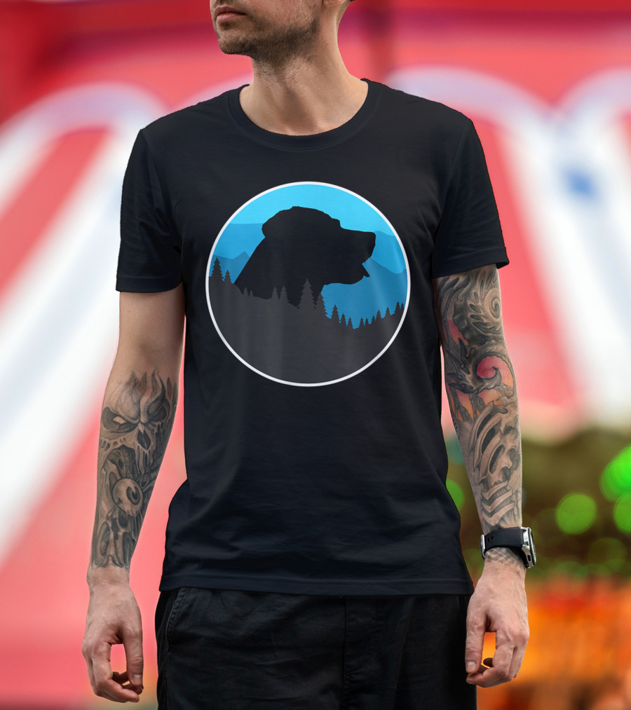 Labrador Retriever Outdoor Adventure Silhouette in Mountain Landscape T-Shirt