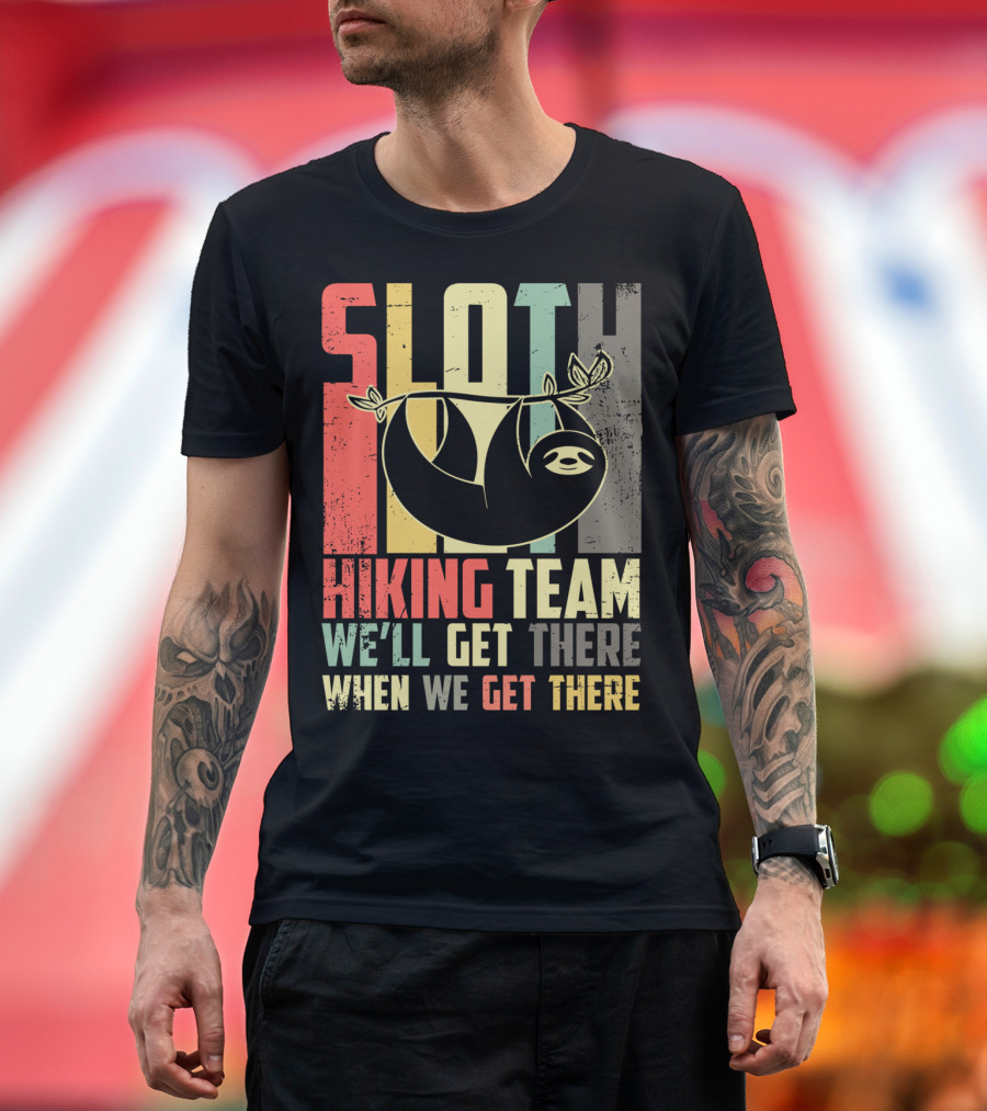 Sloth Hiking Team We'll Get There When We Get There Vintage 80s T-Shirt