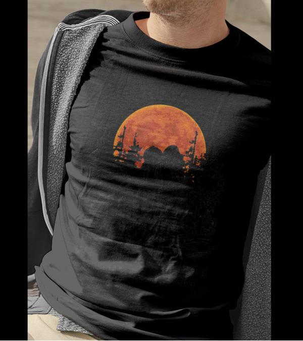Sloth Hiking Team We Will Get There When We Get There Red Moon Forest Camping Scene T-Shirt
