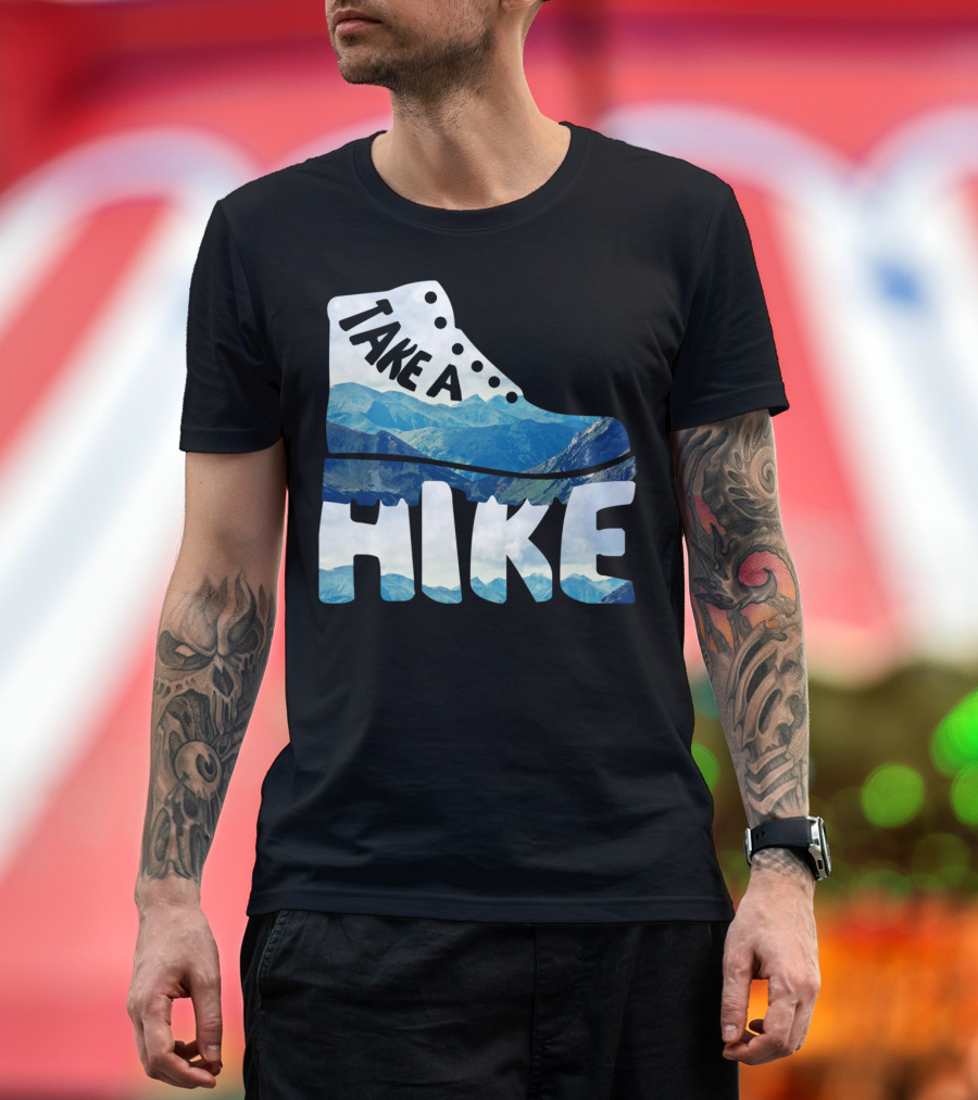 Take A Hike Hiking Boot Scenic Mountain View T-Shirt