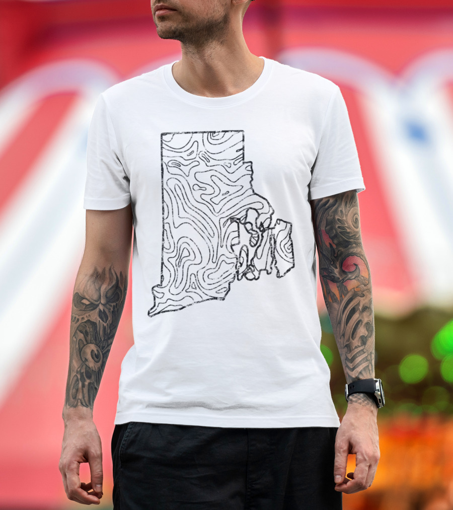 Rhode Island Topo Map Vintage Hiking T-Shirt