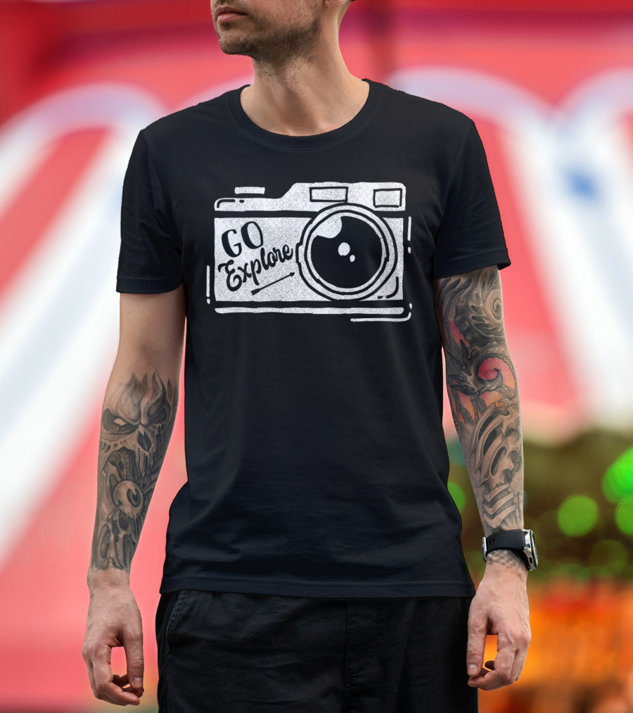 Go Explore Vintage Camera Photography T-Shirt