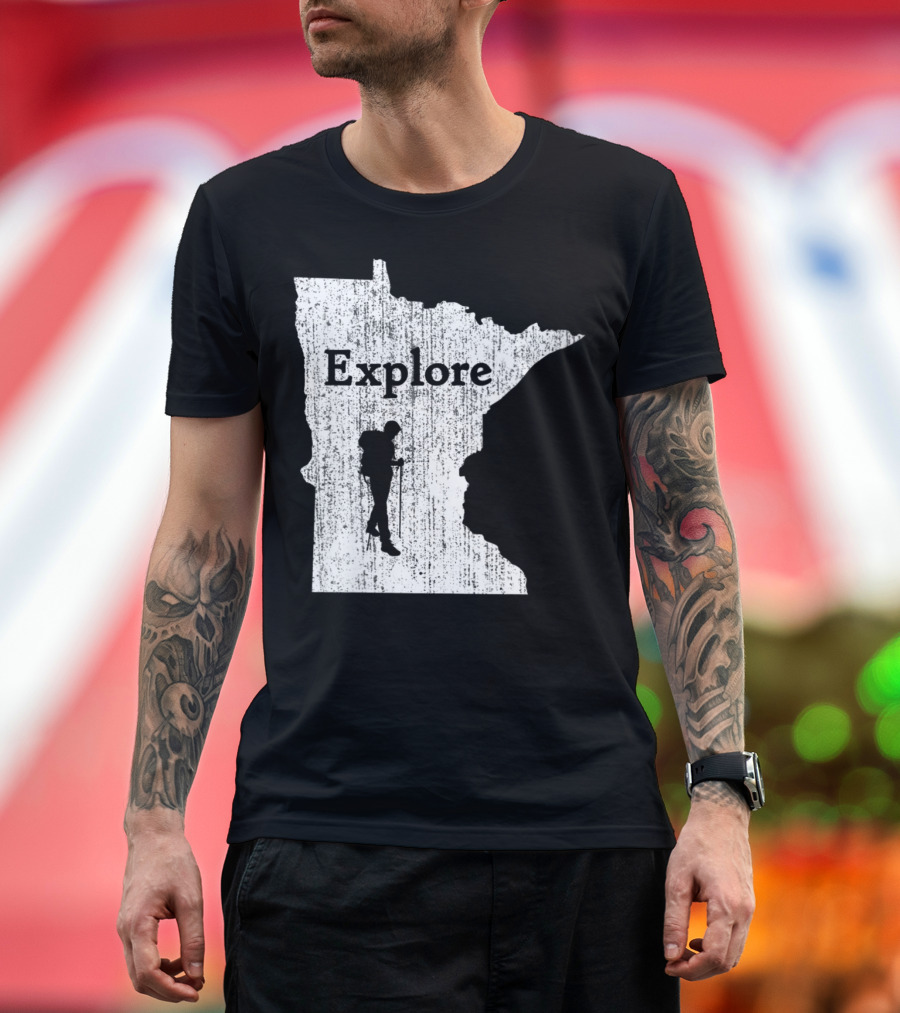 Explore Minnesota State Map Hiking Adventure T-Shirt