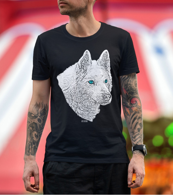 Premium T-Shirt: Siberian Husky Blaue Augen Weiãÿer Art of Kendall T-Shirt Siberian Husky Blaue Augen Weiãÿer Art of Kendall T-Shirt