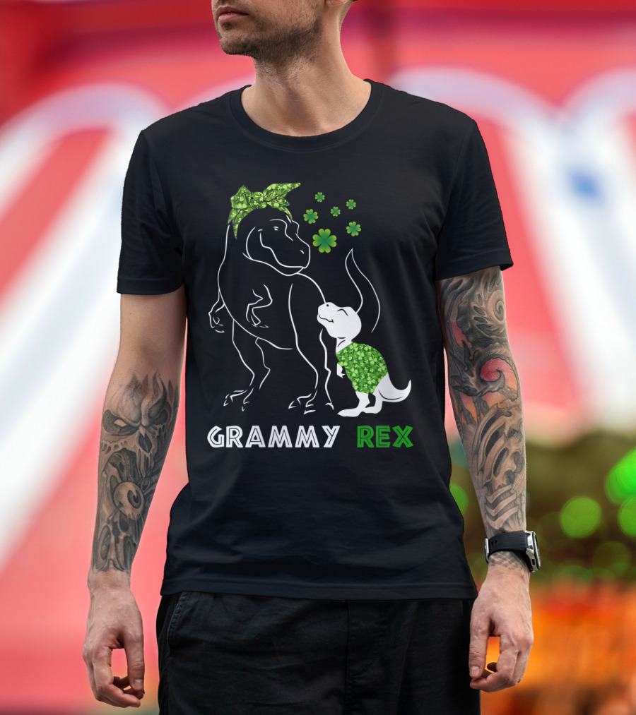 GRAMMY REX Irish Shamrock Dinosaurs T-Shirt