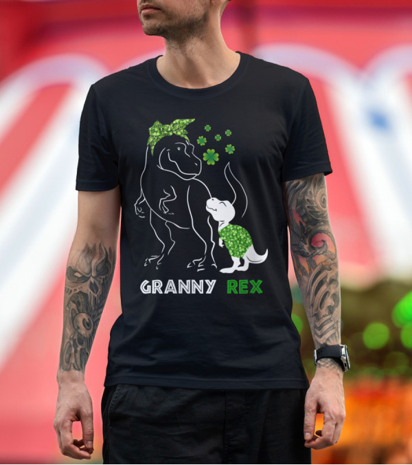 Premium T-Shirt: Grannysaurus Rex Shamrock Granny Rex T-Shirt Grannysaurus Rex Shamrock Granny Rex T-Shirt