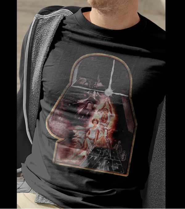 Star Wars Darth Vader Helmet With Ralph McQuarrie Art Leia And Luke T-Shirt