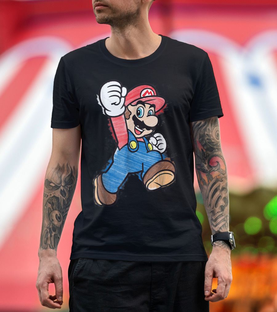 Super Mario Marker Colors Vibrant Character T-Shirt
