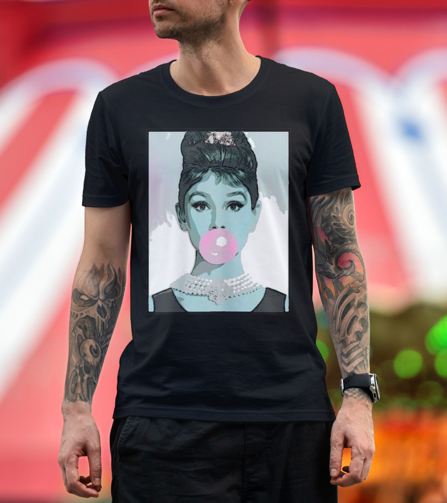 Audrey H Iconic Portrait Bubblegum Classic T-Shirt