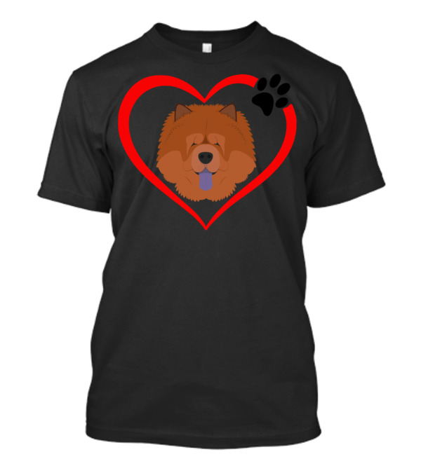 Chow Chow Heart Paw Print Graphic Dog T-Shirt