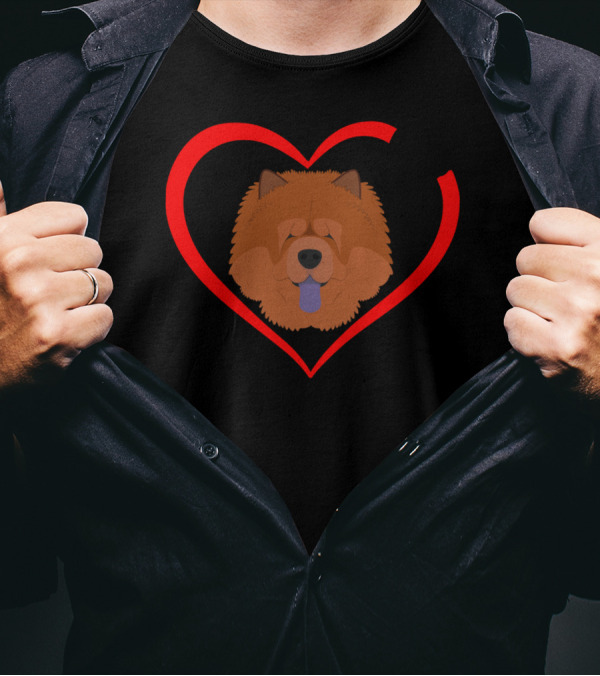 Chow Chow Heart Paw Print Graphic Dog T-Shirt