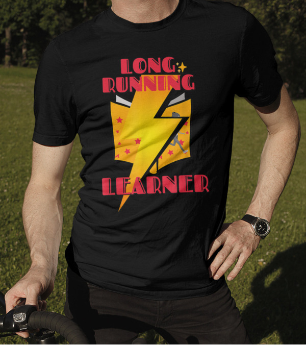 Long Running Learner Bold Lightning Book Star Runner T-Shirt
