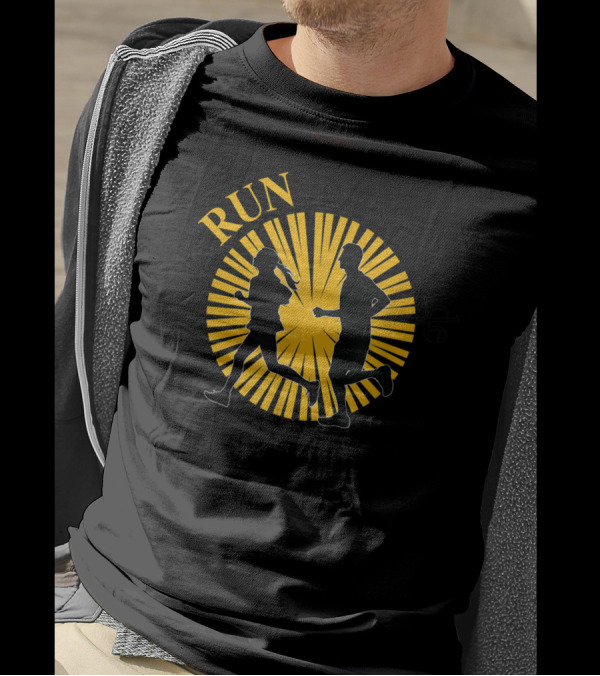We RUN The Northside 5K Golden Silhouette Sunburst Running Event T-Shirt