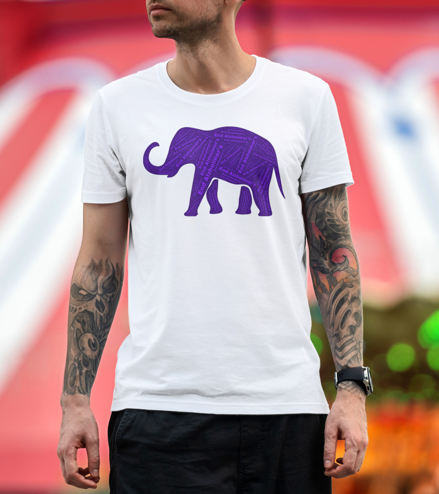 End Alzheimers Purple Elephant Awareness T-Shirt