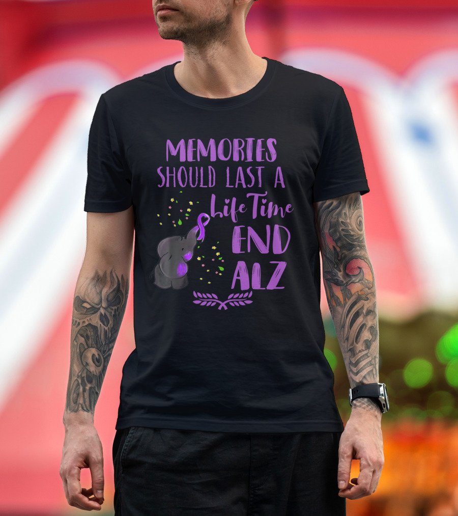Memories Should Last a Lifetime End ALZ Elephant T-Shirt