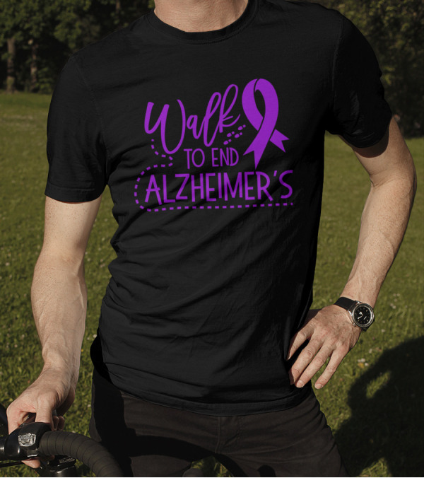 Walk To End Alzheimer's Purple Ribbon Awareness T-Shirt