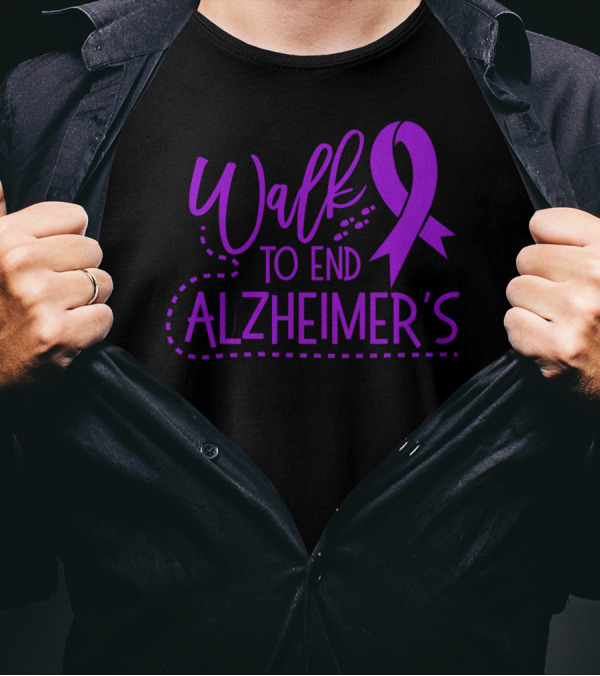 Walk To End Alzheimer's Purple Ribbon Awareness T-Shirt