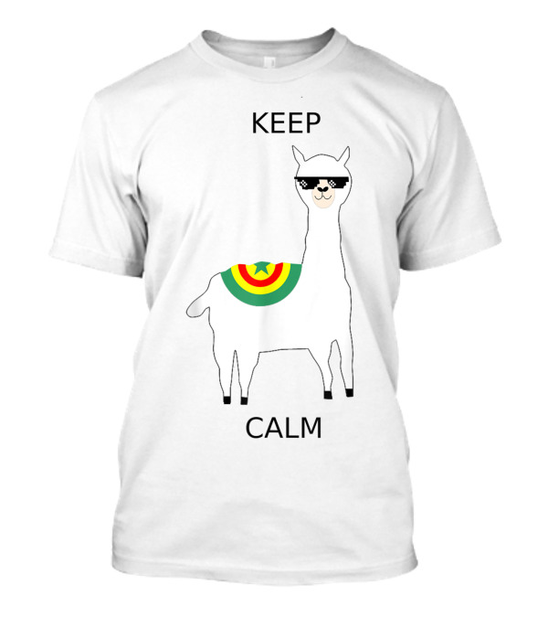 KEEP CALM LLAMA SUNGLASSES RAINBOW STAR T-Shirt