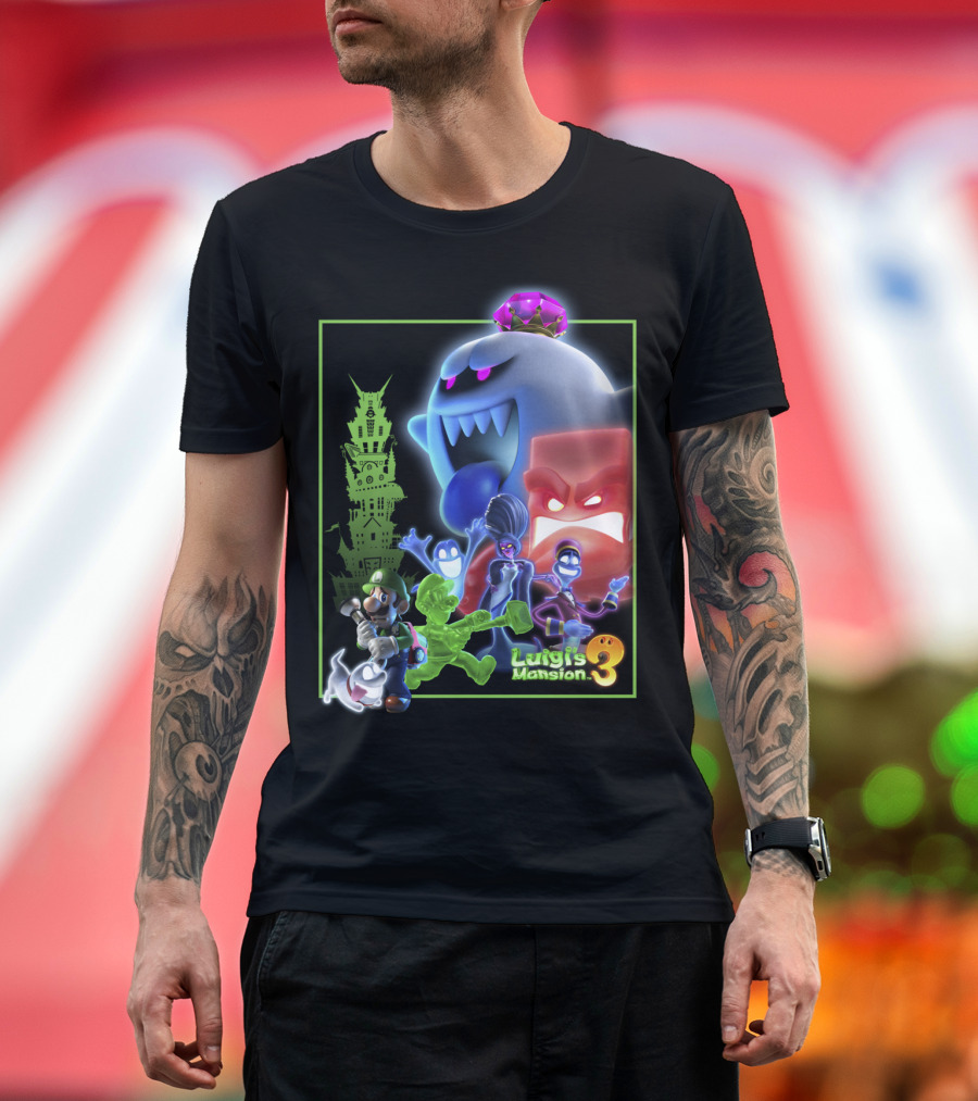 Luigi's Mansion 3 King Boo Ghost Tower Collage T-Shirt