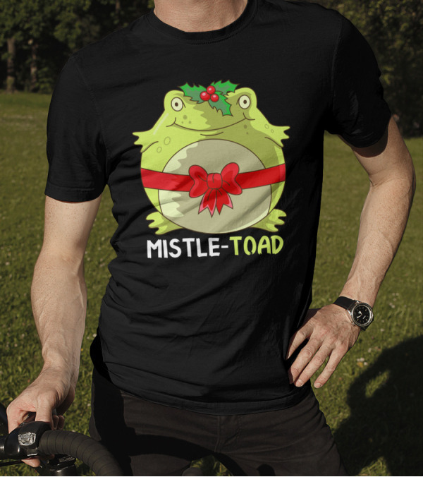 Mistletoad Holiday Toad With Mistletoe And Bow T-Shirt