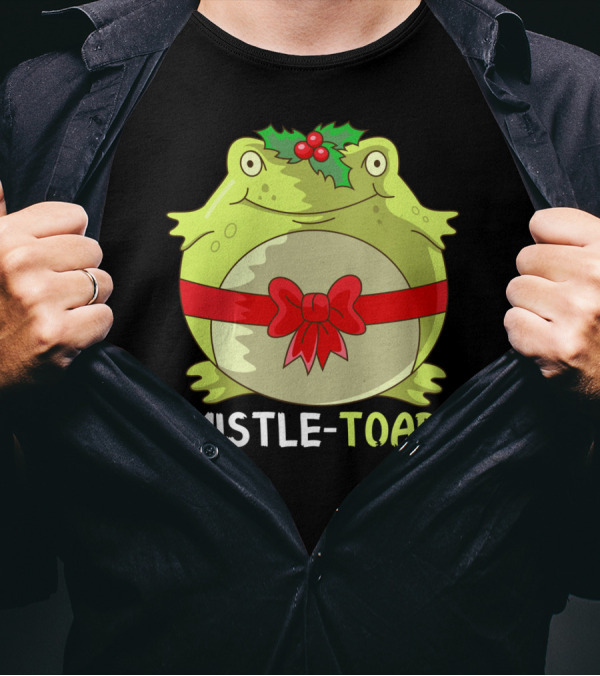 Mistletoad Holiday Toad With Mistletoe And Bow T-Shirt