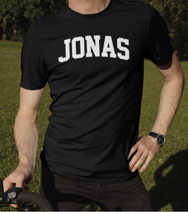 Jonas Name Pride First Last Given Bold White Arch Text T-Shirt