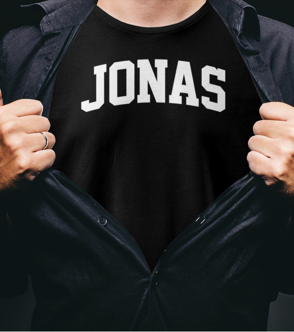 Jonas Name Pride First Last Given Bold White Arch Text T-Shirt