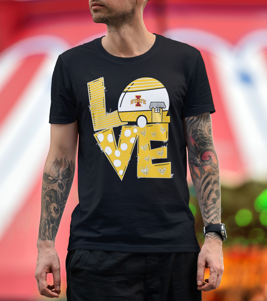 Iowa State Cyclones Tailgating Love with Helmet and Trailer T-Shirt