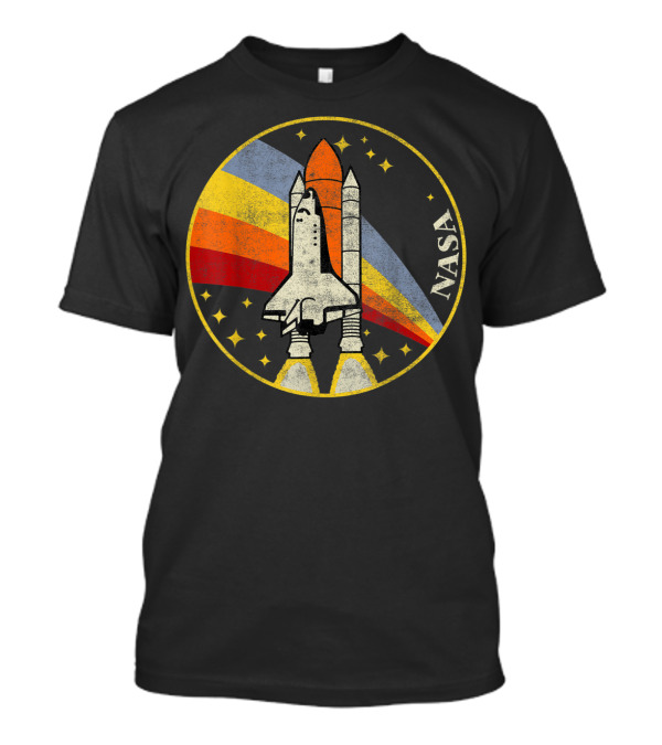 NASA Shuttle Launch Rainbow Stars Circle T-Shirt