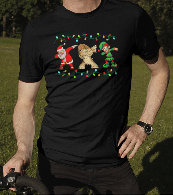 Funny Dabbing Santa Elf Cocker Spaniel Christmas Lights T-Shirt