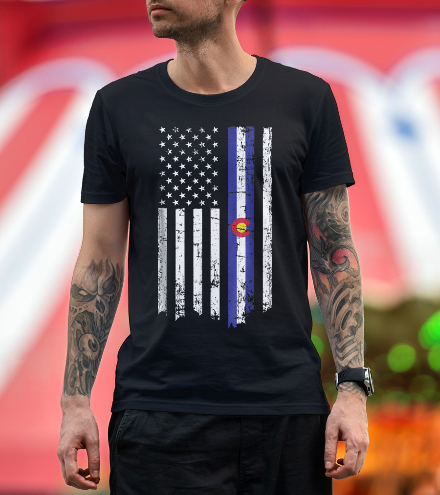 Colorado Flag Merged with American Flag T-Shirt